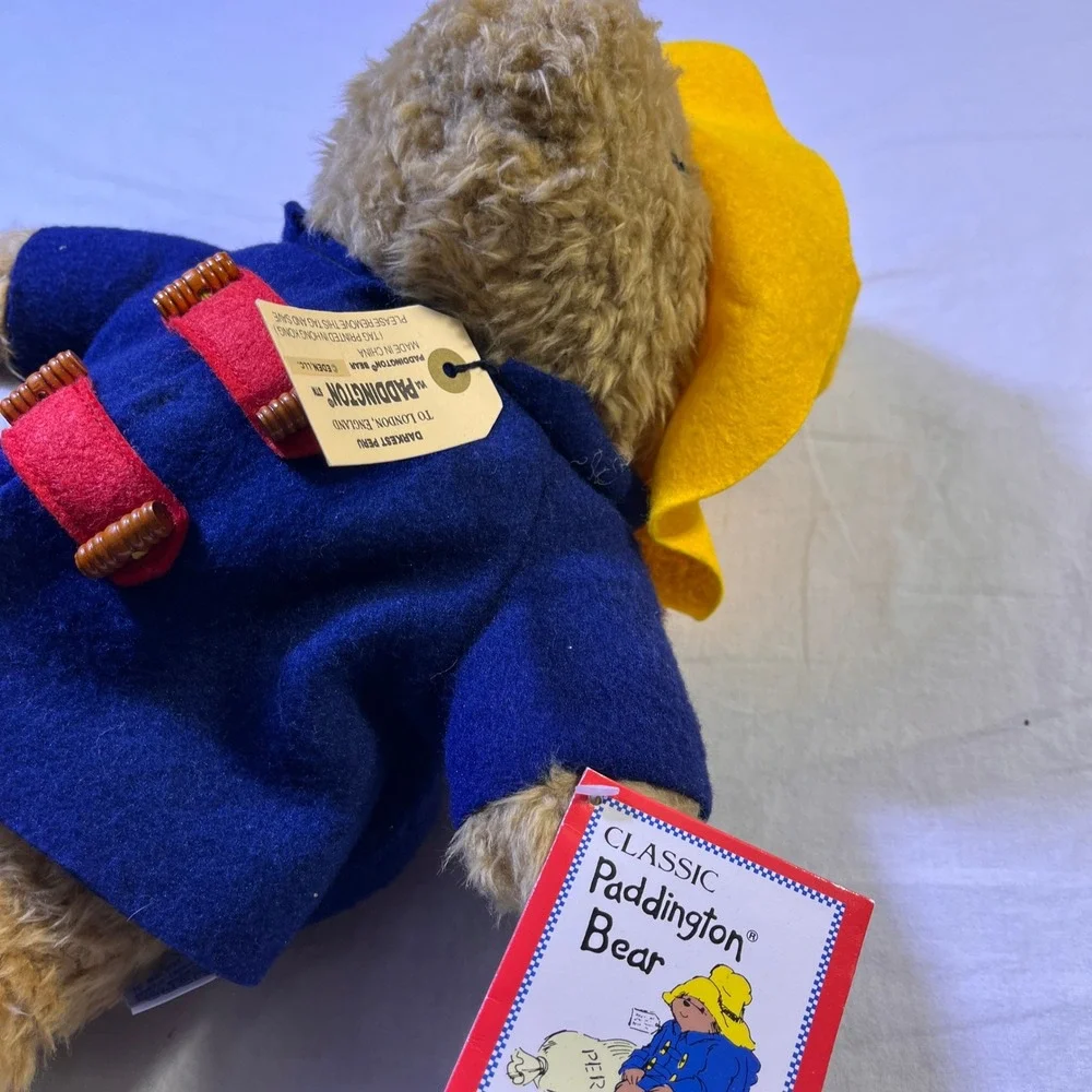 VTG‎ Classic Paddington Bear Plush Toy Yellow Hat Blue Coat Eden Gift